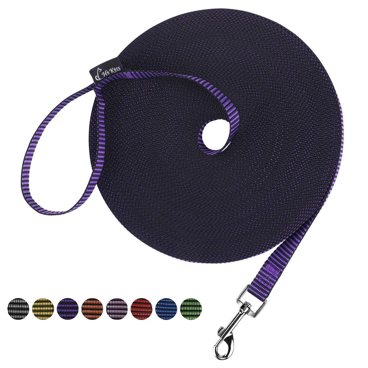 Hi Kiss Dog/Puppy Obedience Recall Agility Lead - 15ft 20ft 30ft 50ft 100ft Leash - Great for Training, Play, Camping, or Backyard - Orange 20ft