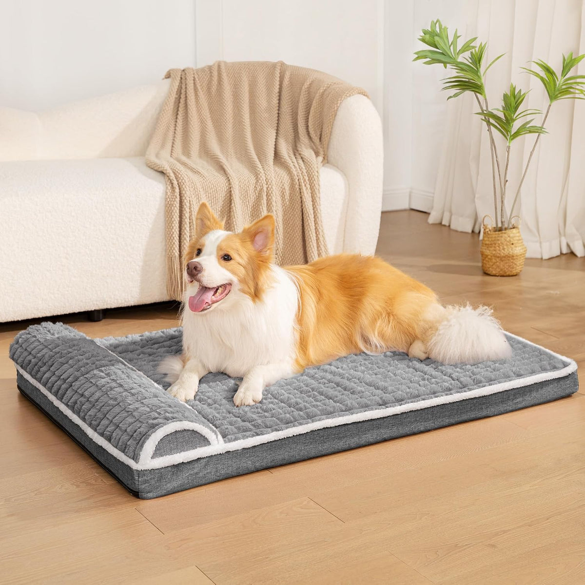 Orthopedic Large Dog Bed Pillow Pet Sofa Bed 36''X24'' Grey