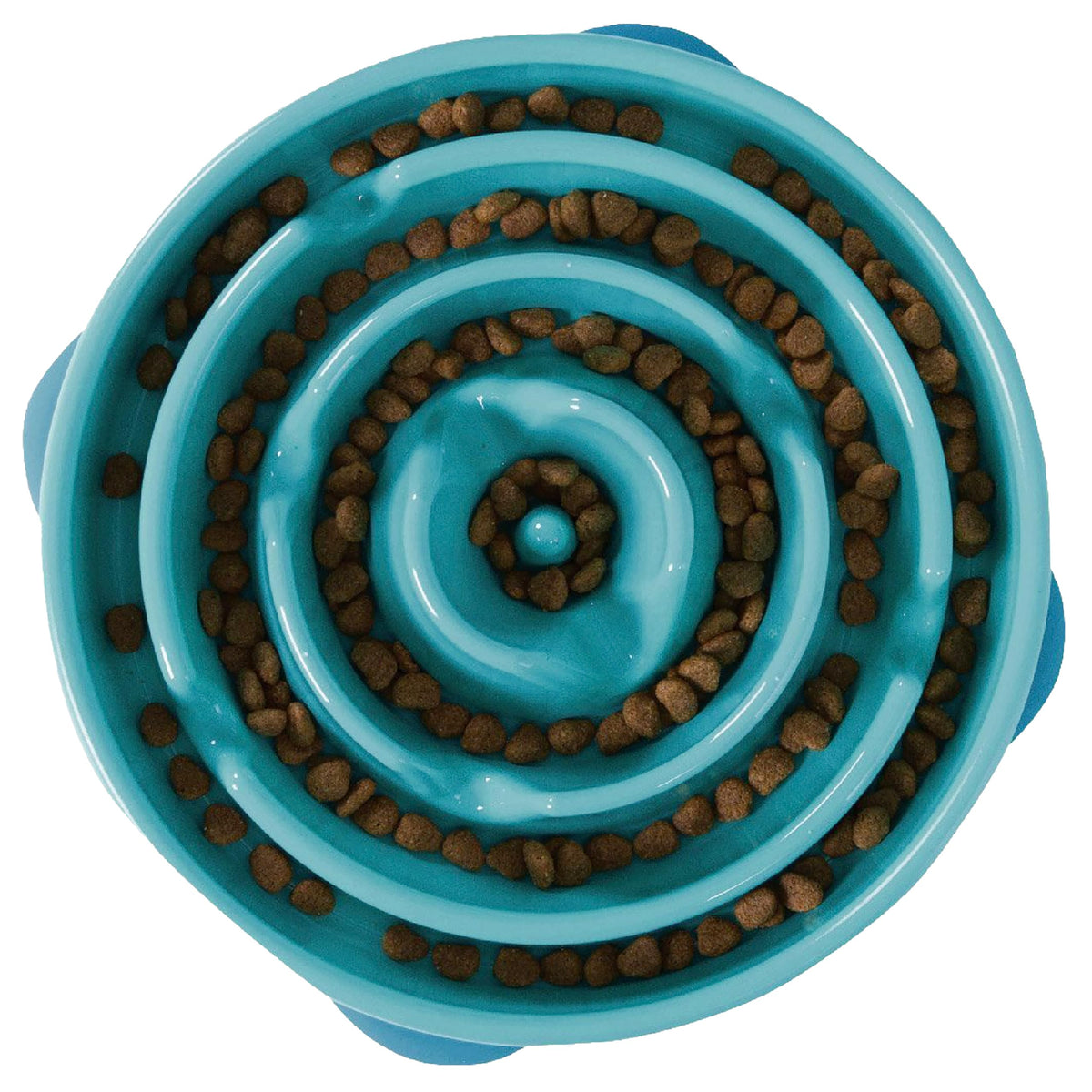 Outward Hound Fun Feeder Slo Bowl – Medium 2‑Cup Capacity, Slow Feeding, Small to Medium Dogs & Cats, Non-Slip, Blue, Notch Pattern