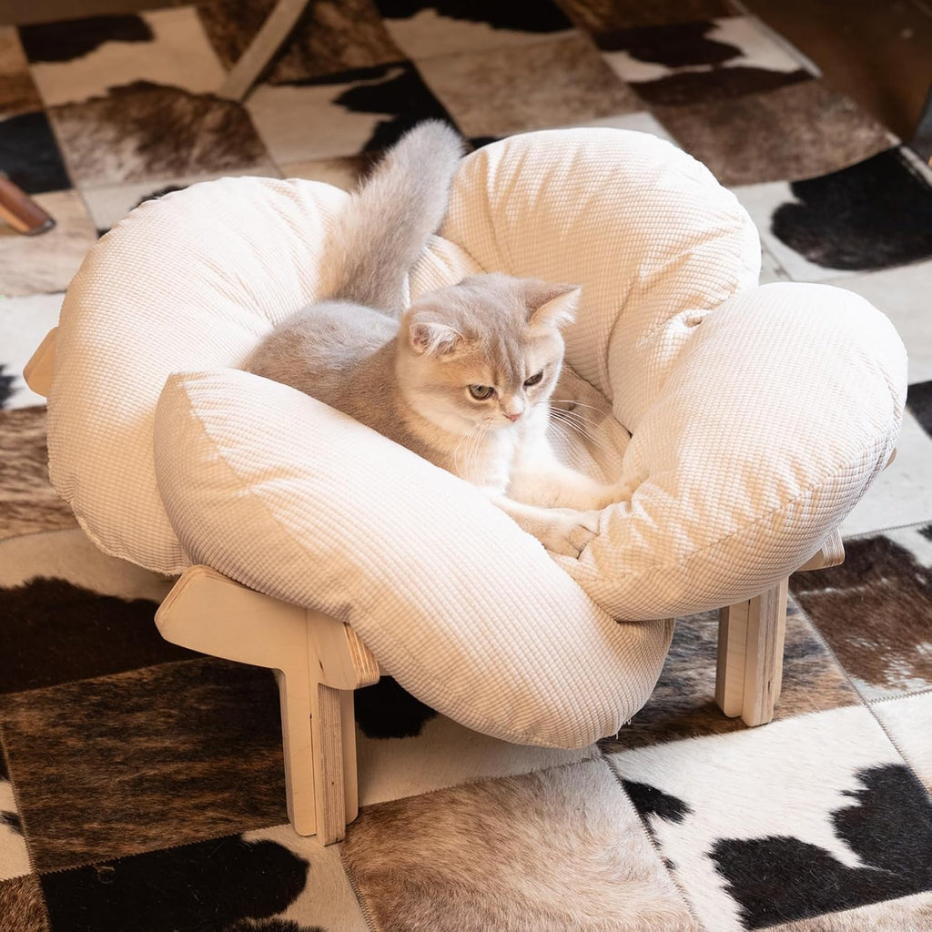 CHEERHOME PETS Elevated Cat Bed for Indoor Cats Couch Sofa Flower