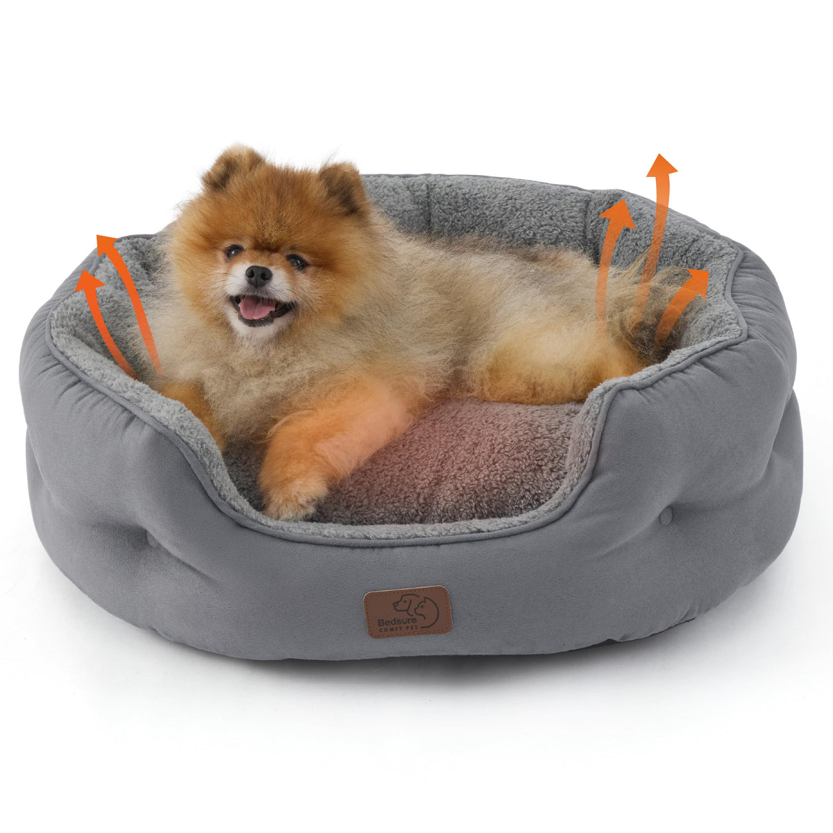 Bedsure Small Dog Bed Washable,Round Cat Beds for Indoor Cats,20in Ivory