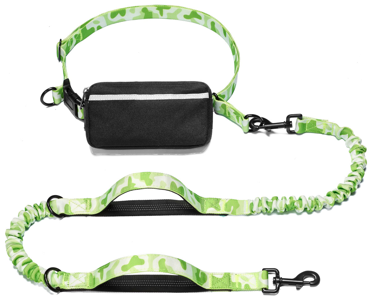 iYoShop Hands Free Dog Leash with Zipper Pouch, Large, 25-120 lbs, Black