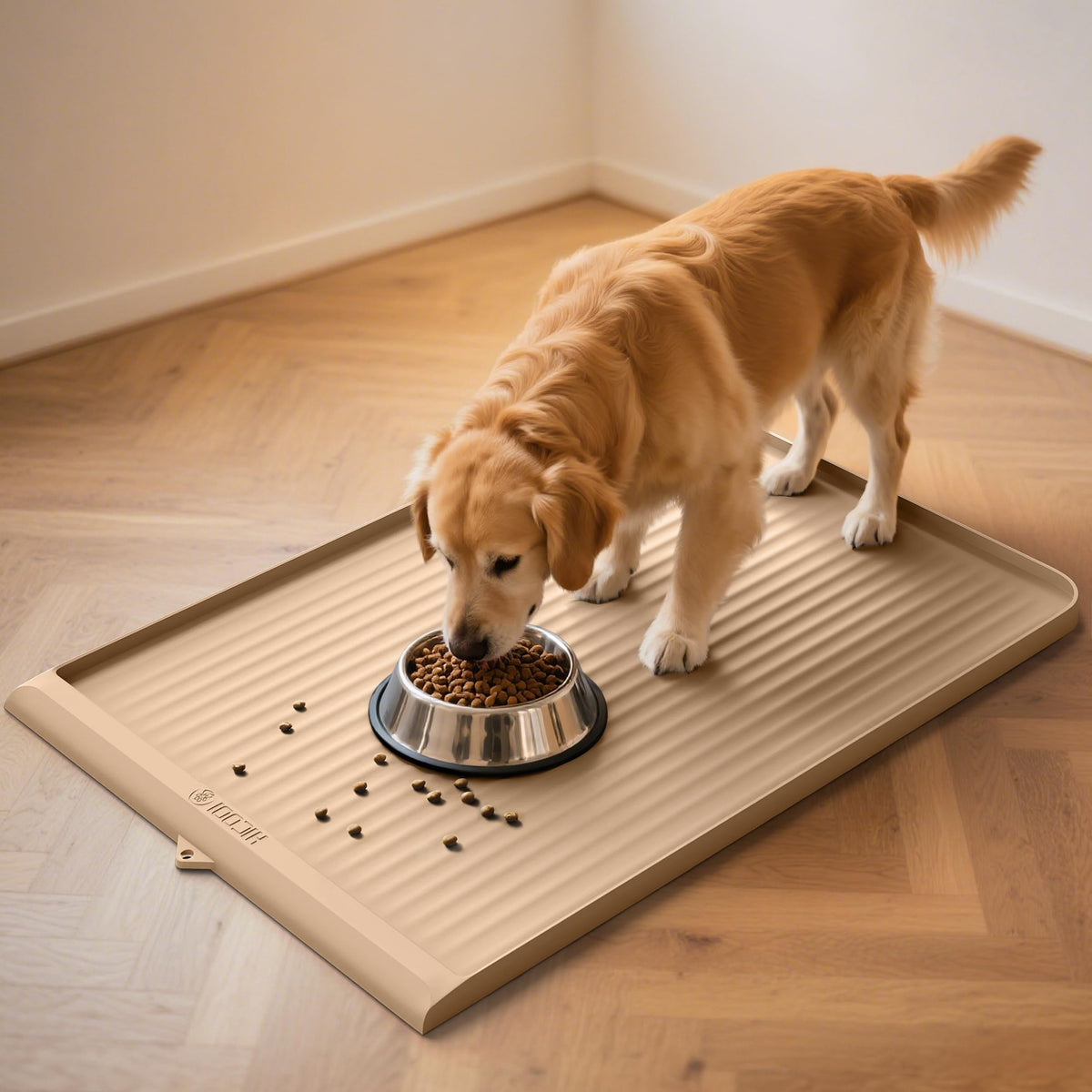 Dog Food Mat 36"x24", Waterproof Dog Bowl Mat, Grey
