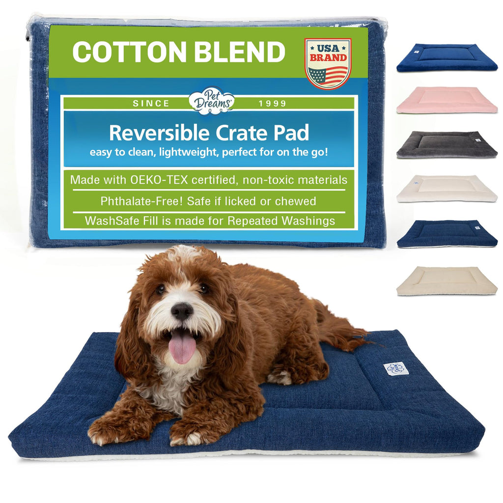 Pet Dreams Dog Crate Pad - Washable Kennel Mat, Crate Pads for Dog Cages, Non-Toxic, Flat Indoor Cat Bed, Fits iCrate 18, 24, 30, 36, 42, 48 Inches (Grey, Small, 24")