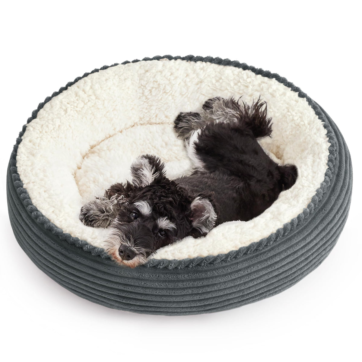 Love's cabin Round Donut Cat and Dog Cushion Bed, 20in Pet Bed for Cats or Small Dogs, Anti-Slip & Water-Resistant Bottom, Soft Durable Fabric Pet beds, Washable Luxury Cat Dog Bed Lavender Stripe