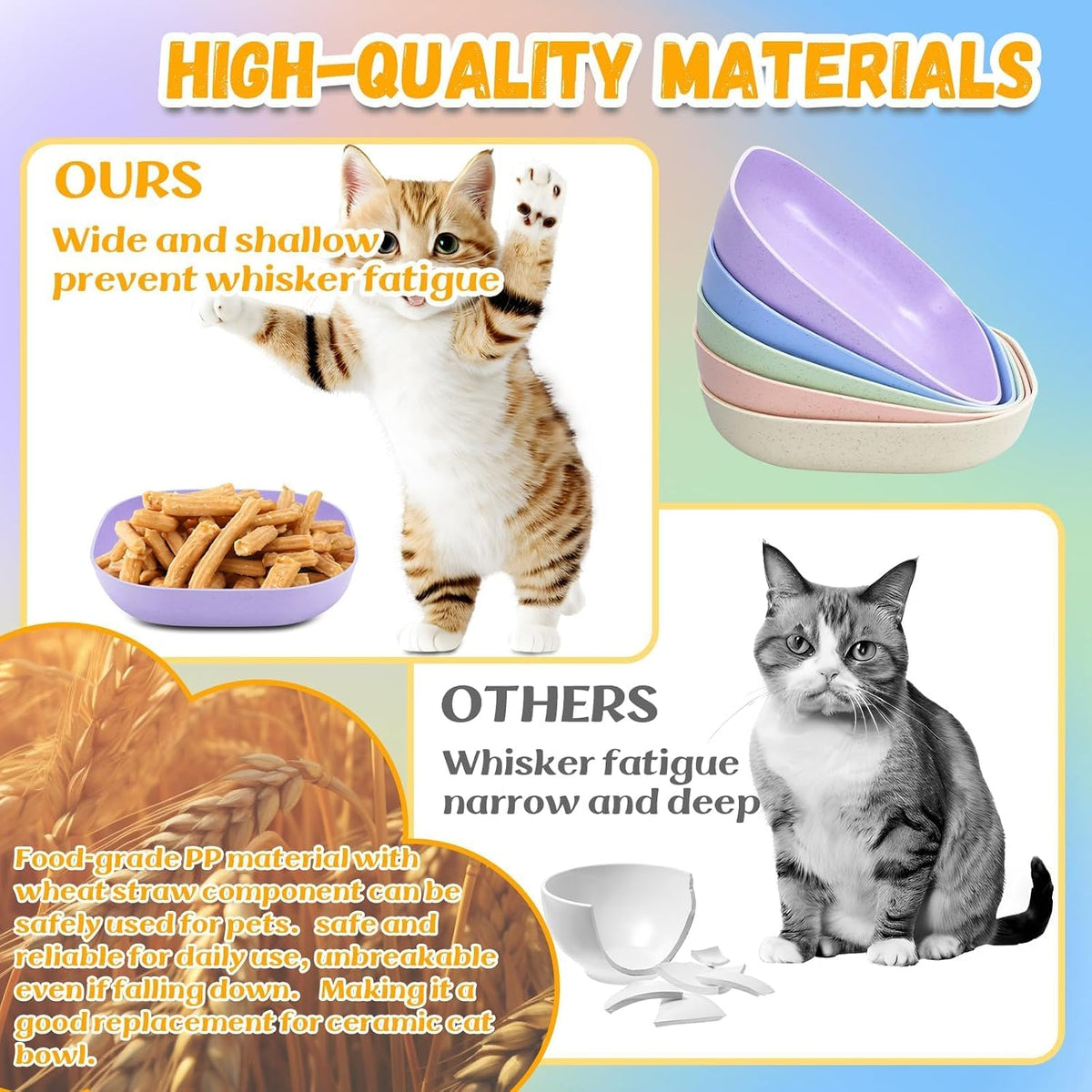 TKOnline 10 Pcs Cat Food Bowl Whisker Friendly ﻿
