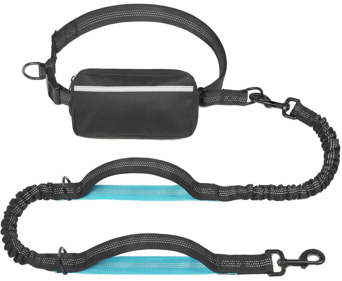 iYoShop Hands Free Dog Leash with Zipper Pouch, Large, 25-120 lbs, Black