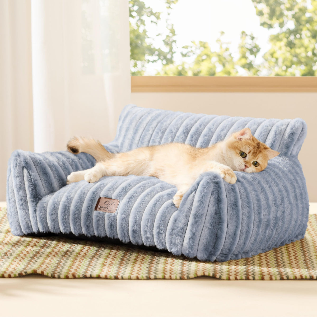 Bedsure ComfyFleece® Shown on TV Fluffy Cute Cat Couch for Pets,24in Cream