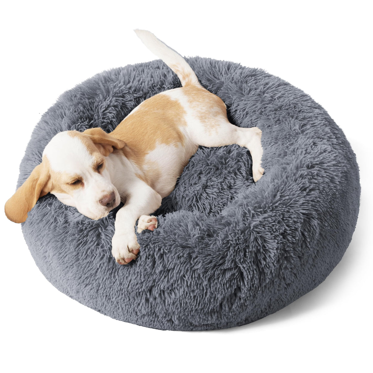Bedsure Calming Dog Bed Medium Size Dog Donut Washable Pet Bed,30ins Camel