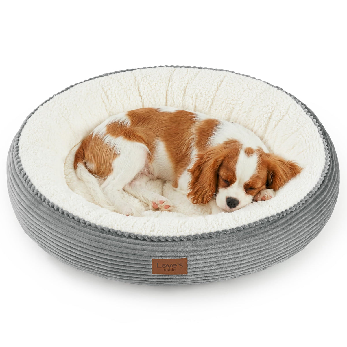 Love's cabin Round Donut Cat and Dog Cushion Bed, 20in Pet Bed for Cats or Small Dogs, Anti-Slip & Water-Resistant Bottom, Soft Durable Fabric Pet beds, Washable Luxury Cat Dog Bed Lavender Stripe