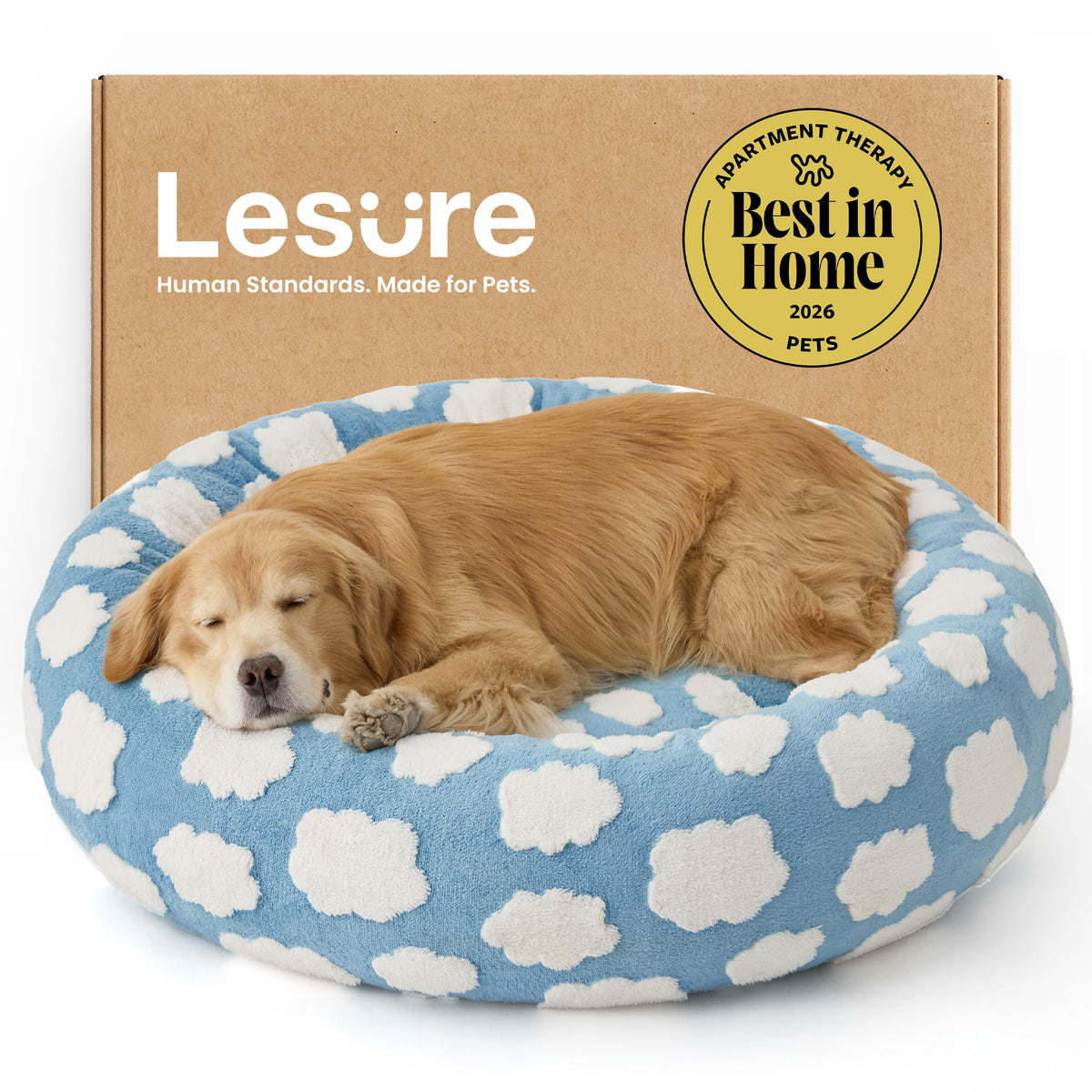 LE SURE Shown on TV Jacquard Donut Dog Beds Large Sized Dog,Green 36x36x8in