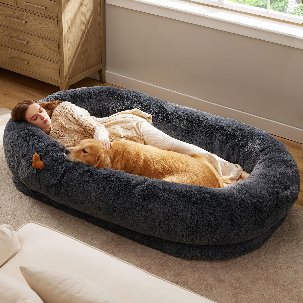 Bedsure Calming Cat Beds Donut Round Washable Kitten Bed,20 inches Camel