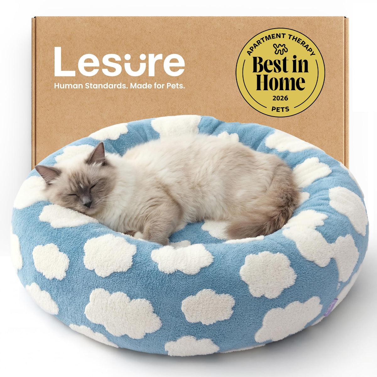 LE SURE Shown on TV Jacquard Donut Dog Beds Large Sized Dog,Green 36x36x8in
