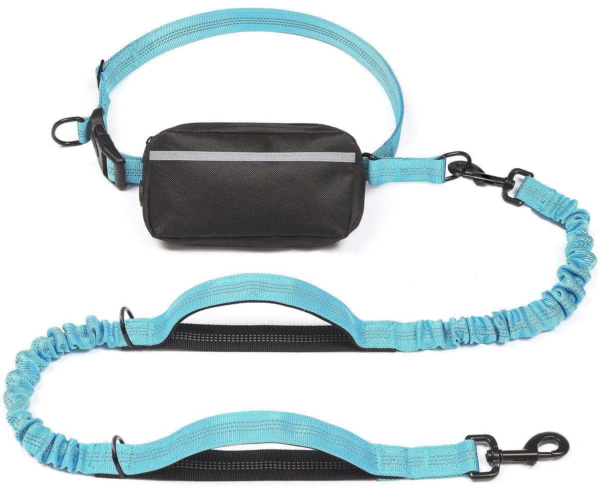 iYoShop Hands Free Dog Leash with Zipper Pouch, Large, 25-120 lbs, Black