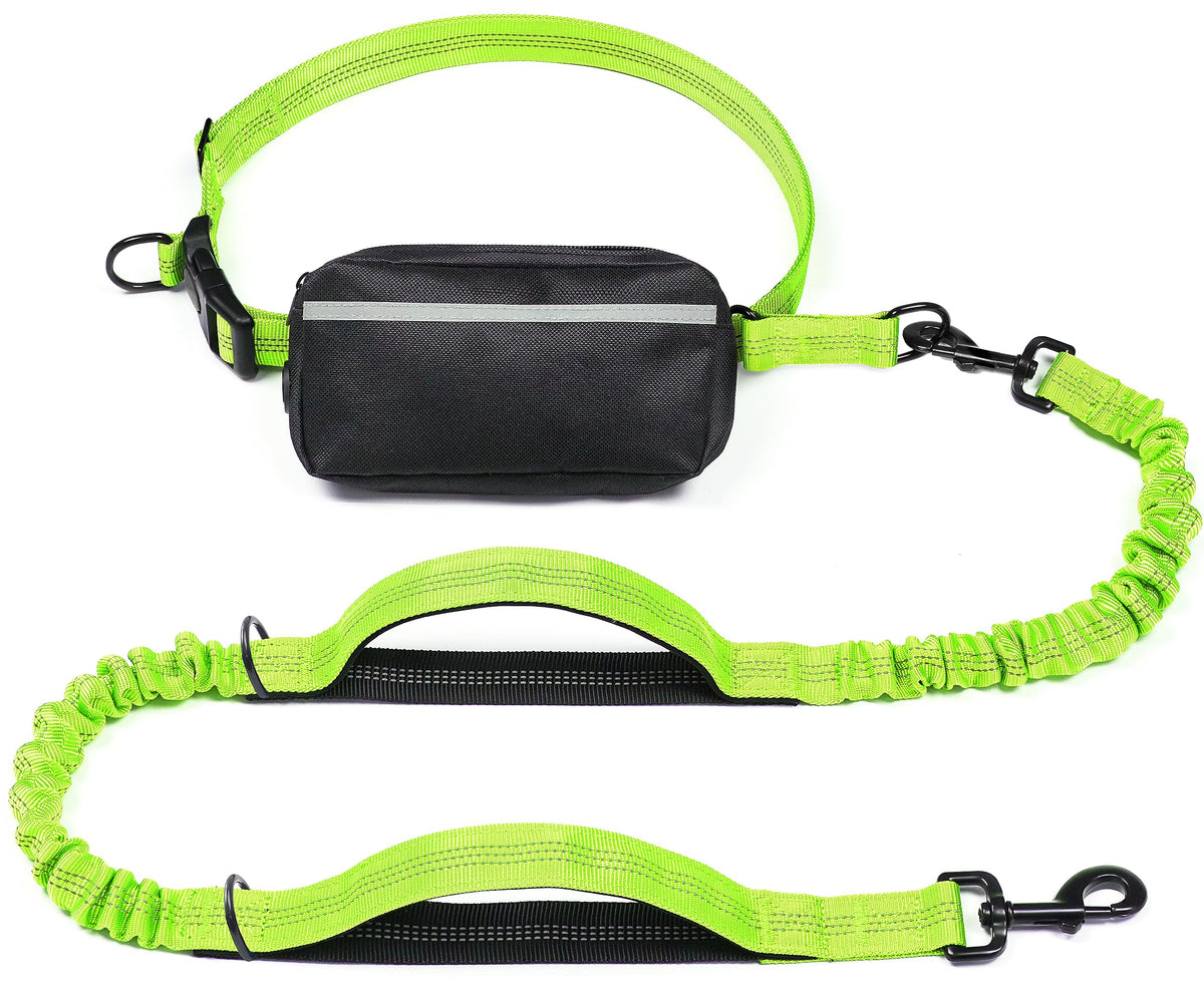 iYoShop Hands Free Dog Leash with Zipper Pouch, Large, 25-120 lbs, Black