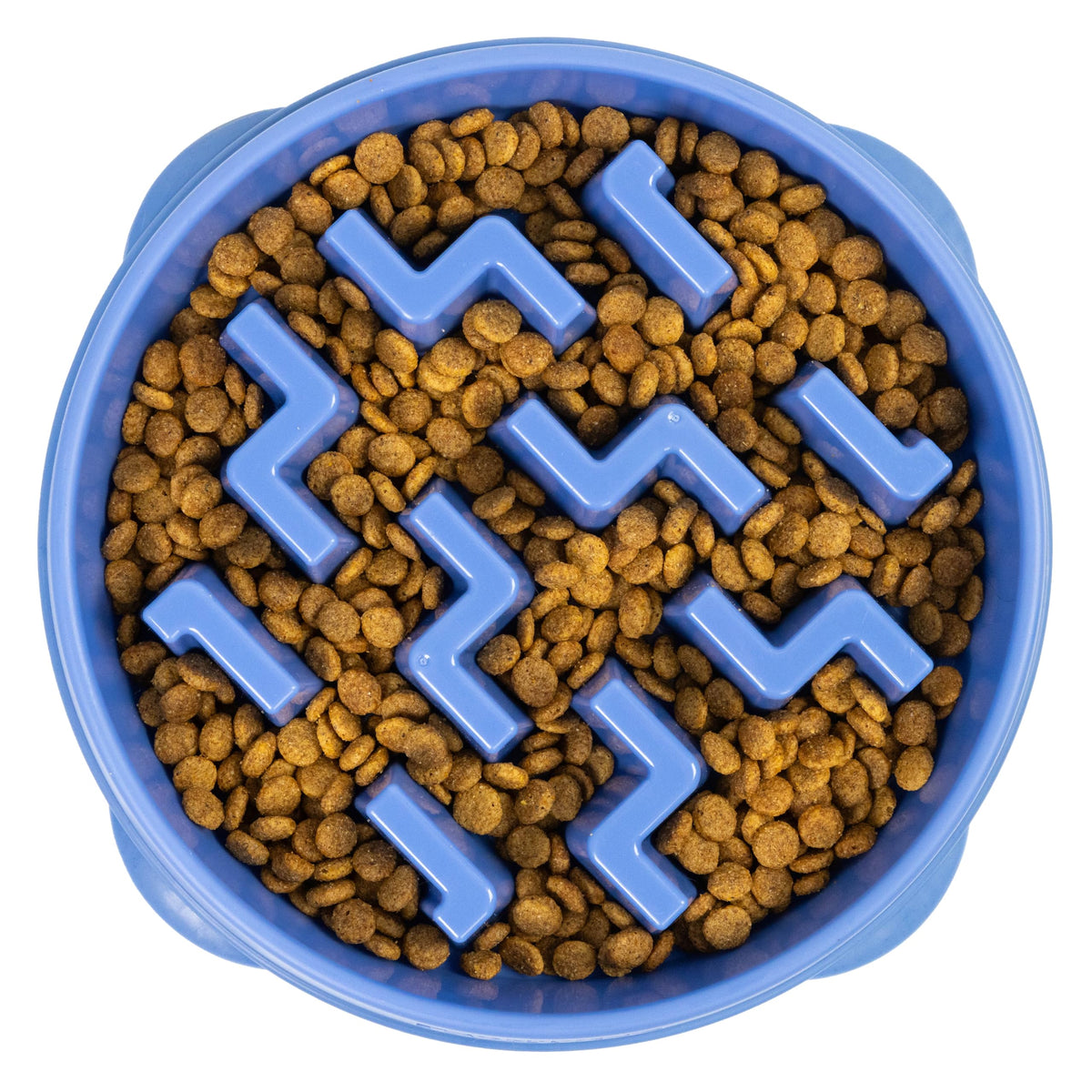 Outward Hound Fun Feeder Slo Bowl – Medium 2‑Cup Capacity, Slow Feeding, Small to Medium Dogs & Cats, Non-Slip, Blue, Notch Pattern