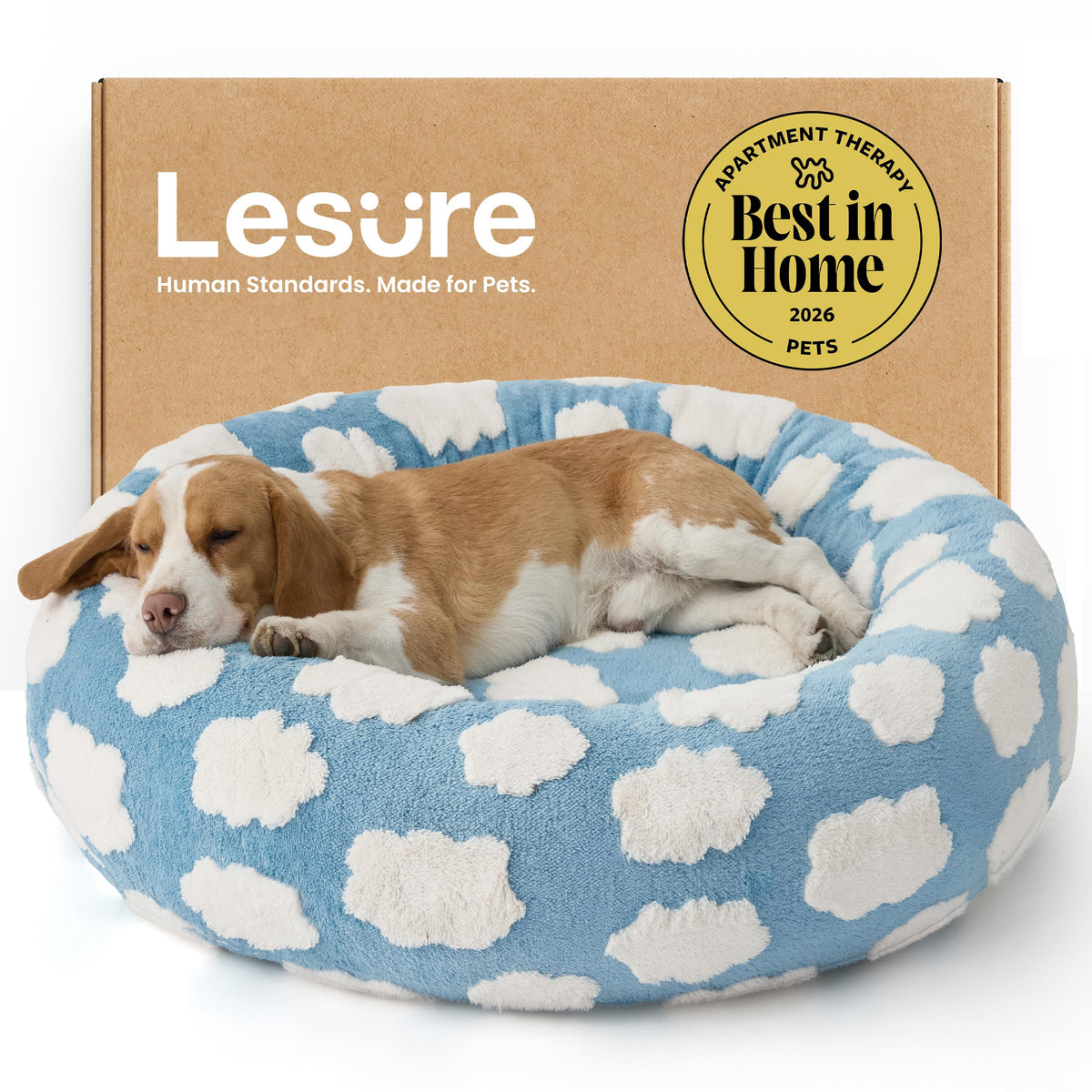 LE SURE Shown on TV Jacquard Donut Dog Beds Large Sized Dog,Green 36x36x8in
