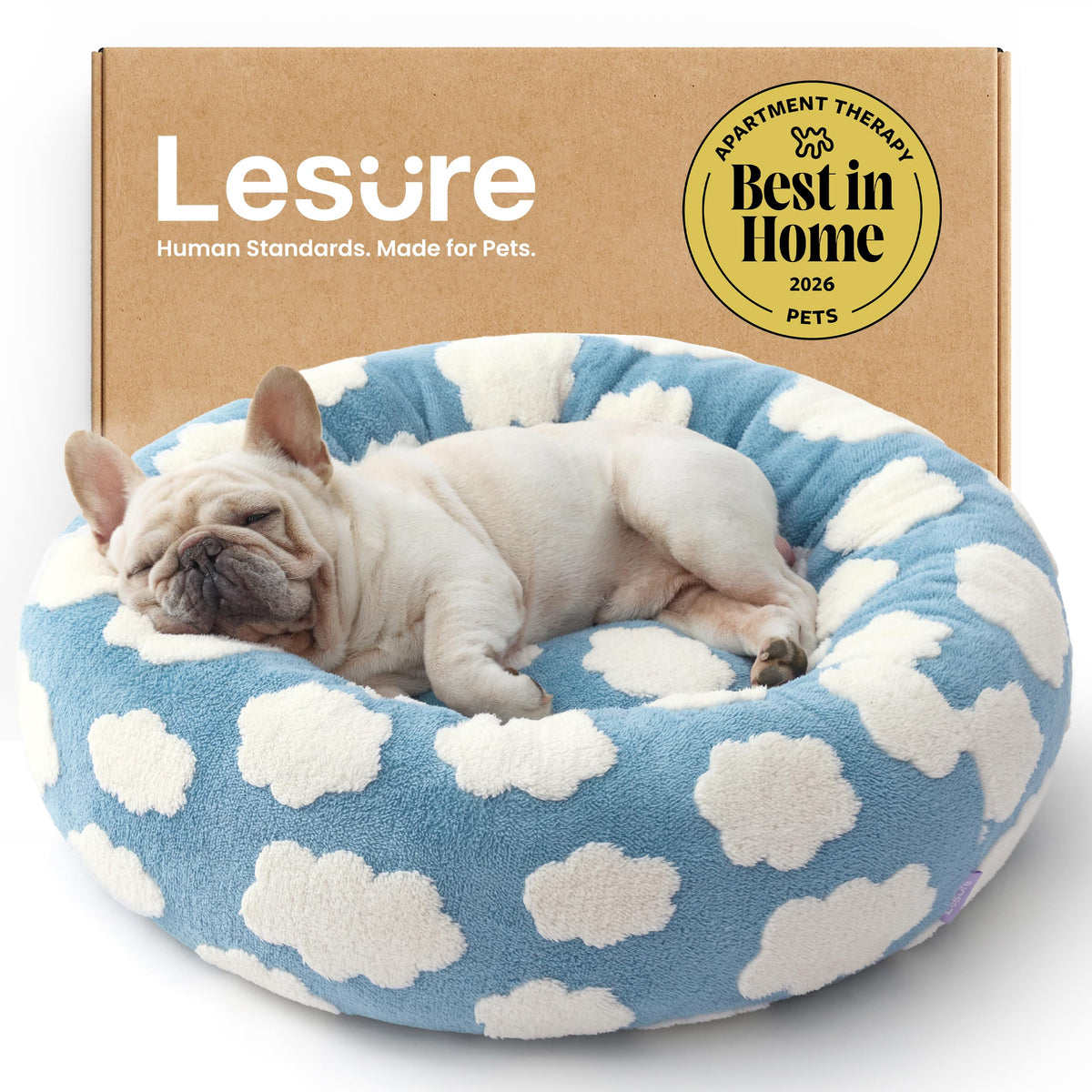 LE SURE Shown on TV Jacquard Donut Dog Beds Large Sized Dog,Green 36x36x8in