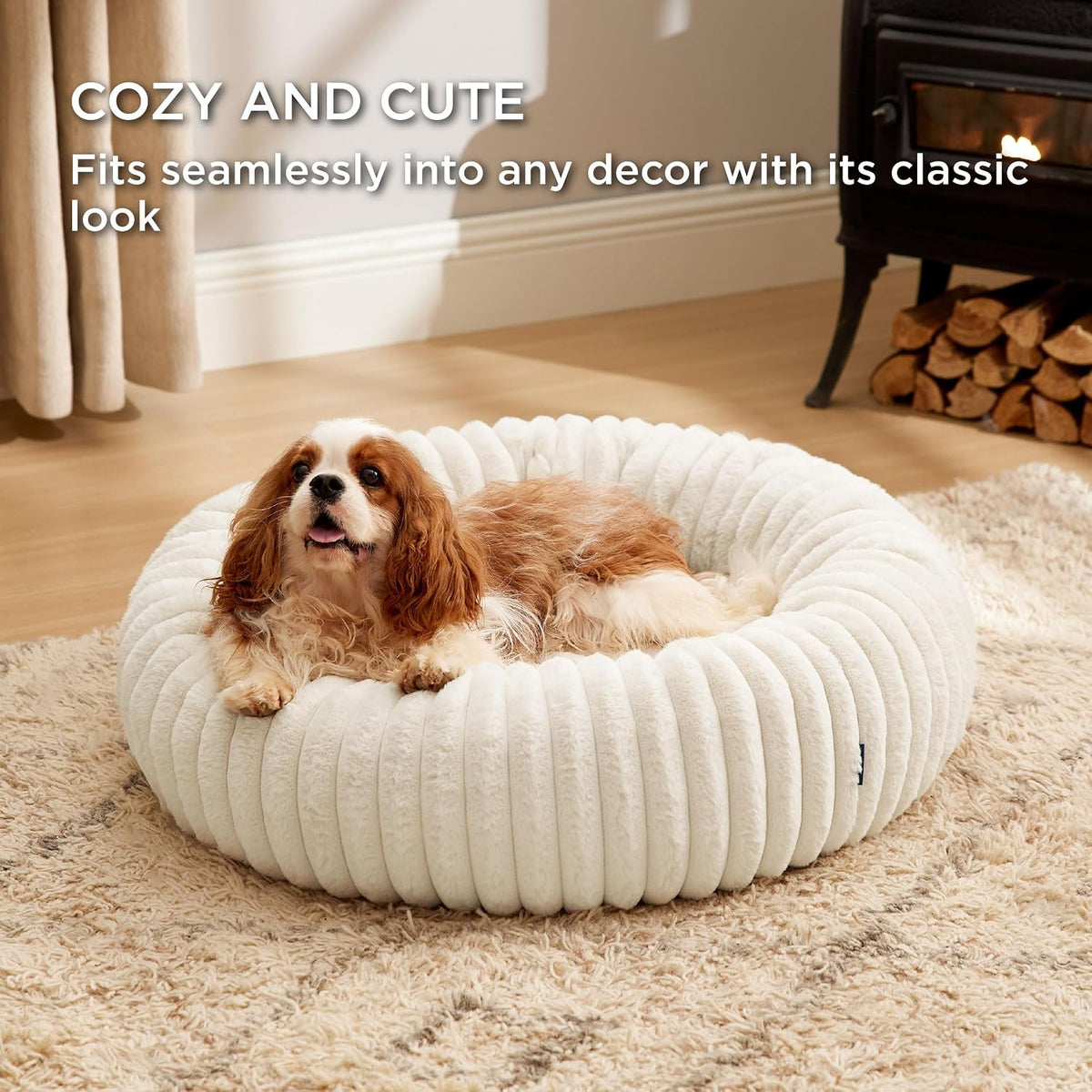 Bedsure ComfyFleece® Donut Dog Bed Medium Size Dog with Washable Cover
