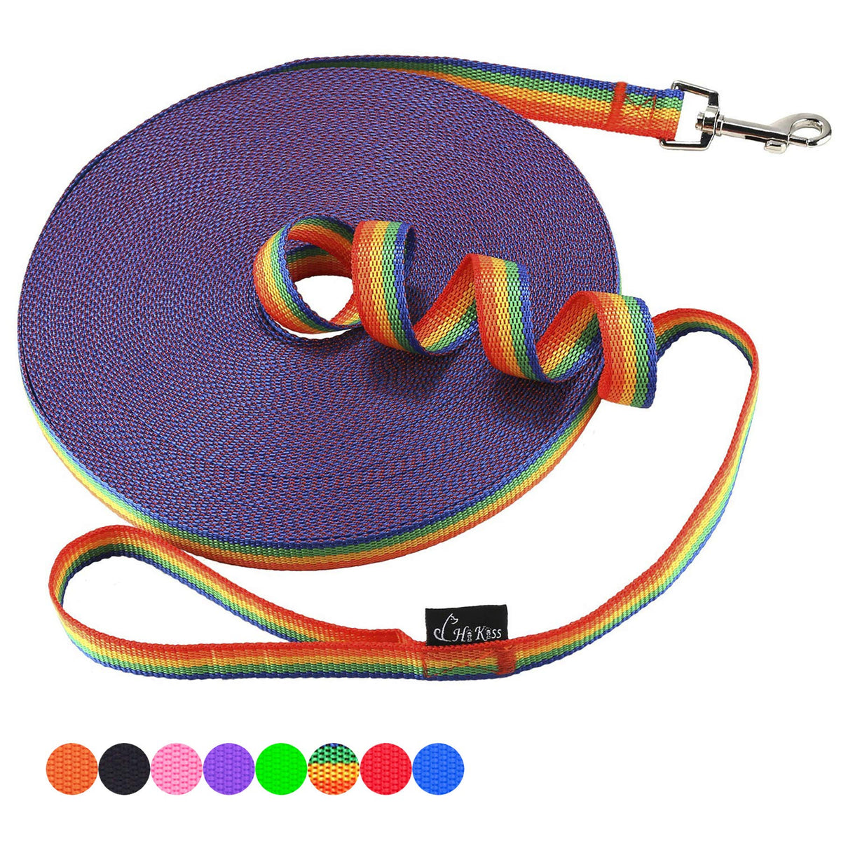 Hi Kiss Dog/Puppy Obedience Recall Agility Lead - 15ft 20ft 30ft 50ft 100ft Leash - Great for Training, Play, Camping, or Backyard - Orange 20ft