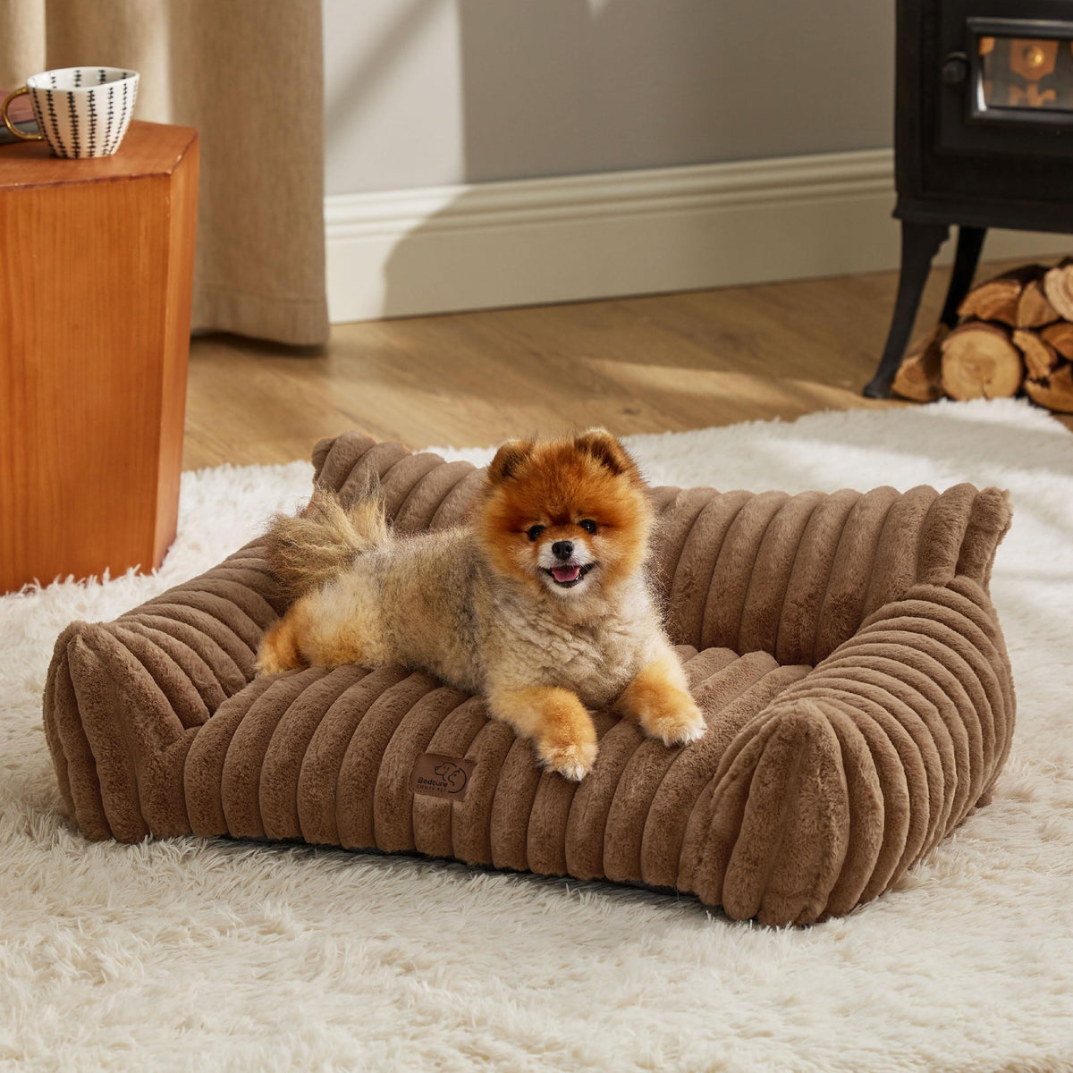 Bedsure ComfyFleece® Shown on TV Fluffy Cute Cat Couch for Pets,24in Cream