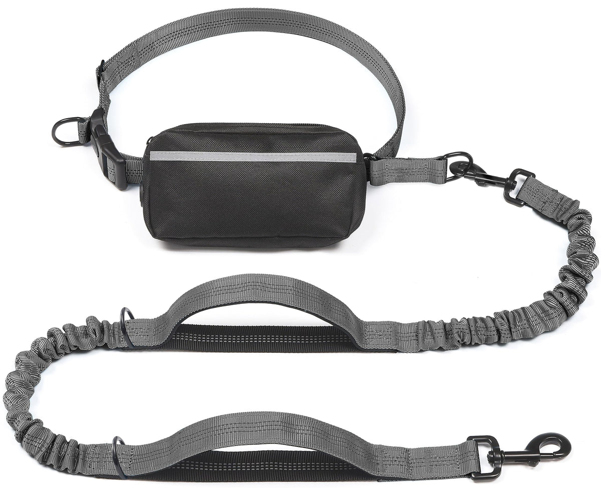 iYoShop Hands Free Dog Leash with Zipper Pouch, Large, 25-120 lbs, Black
