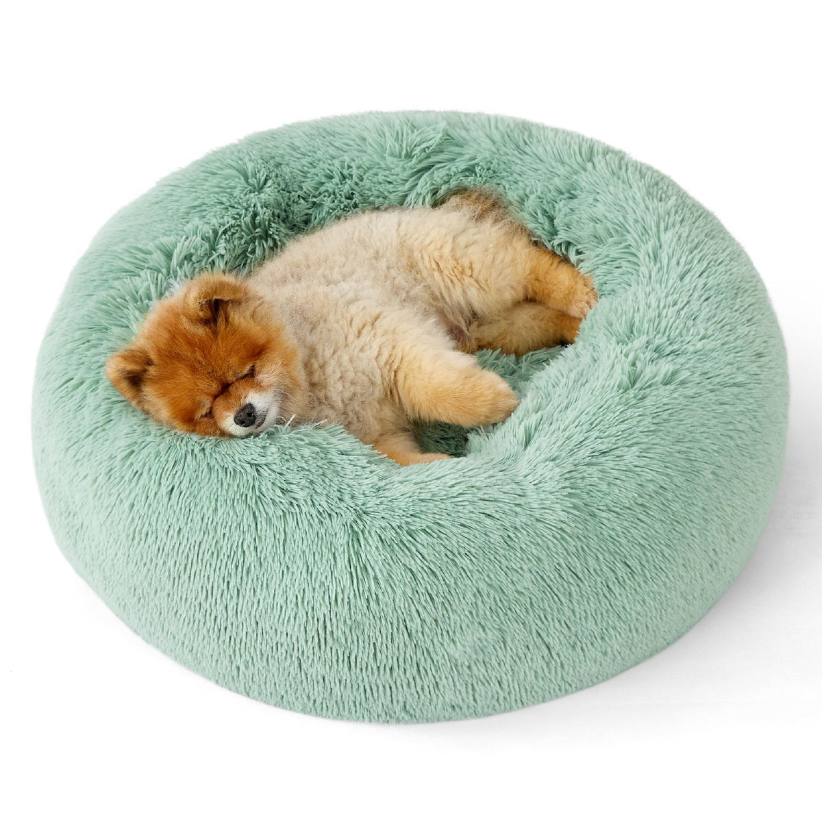 Bedsure Calming Cat Beds Donut Round Washable Kitten Bed,20 inches Camel