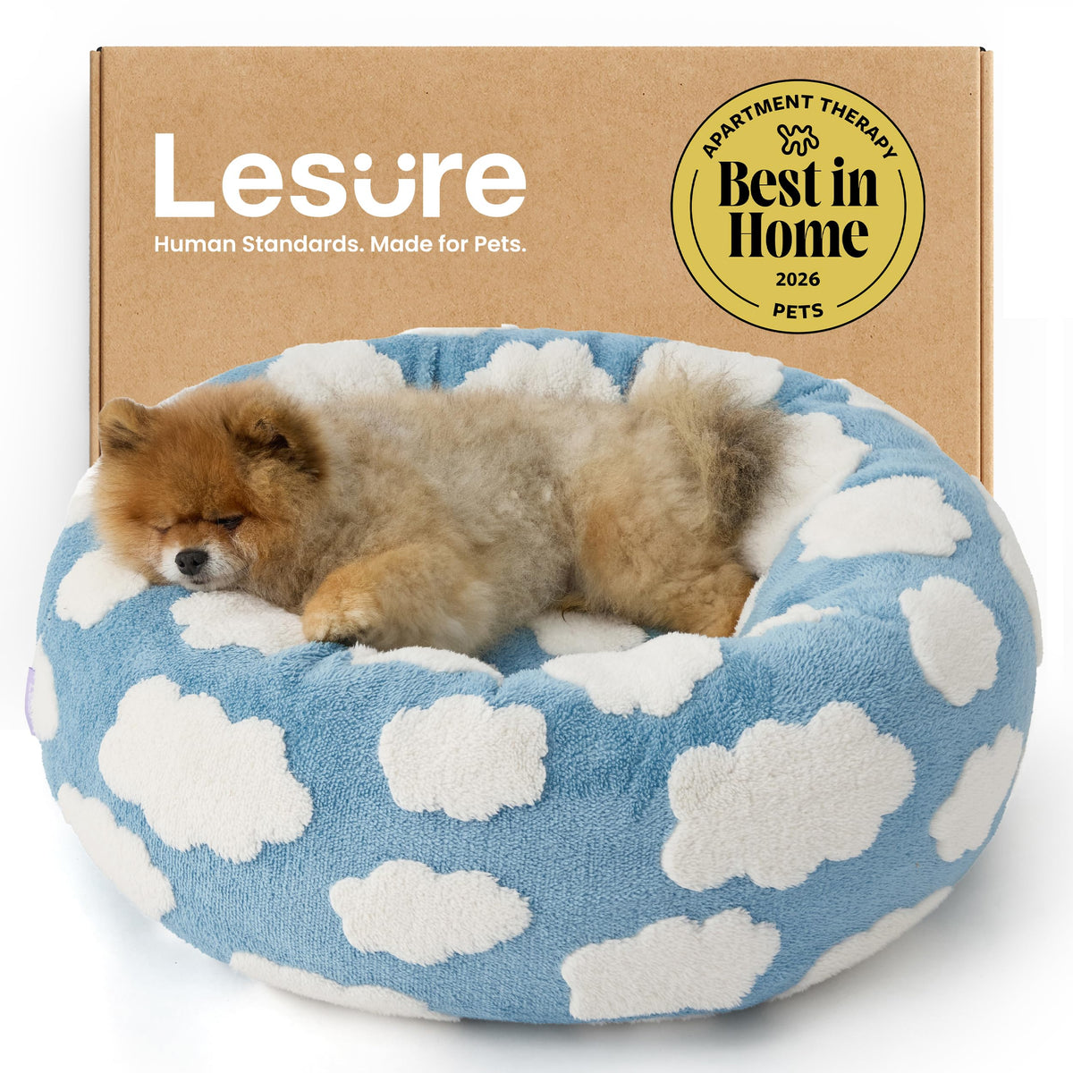 LE SURE Shown on TV Jacquard Donut Dog Beds Large Sized Dog,Green 36x36x8in