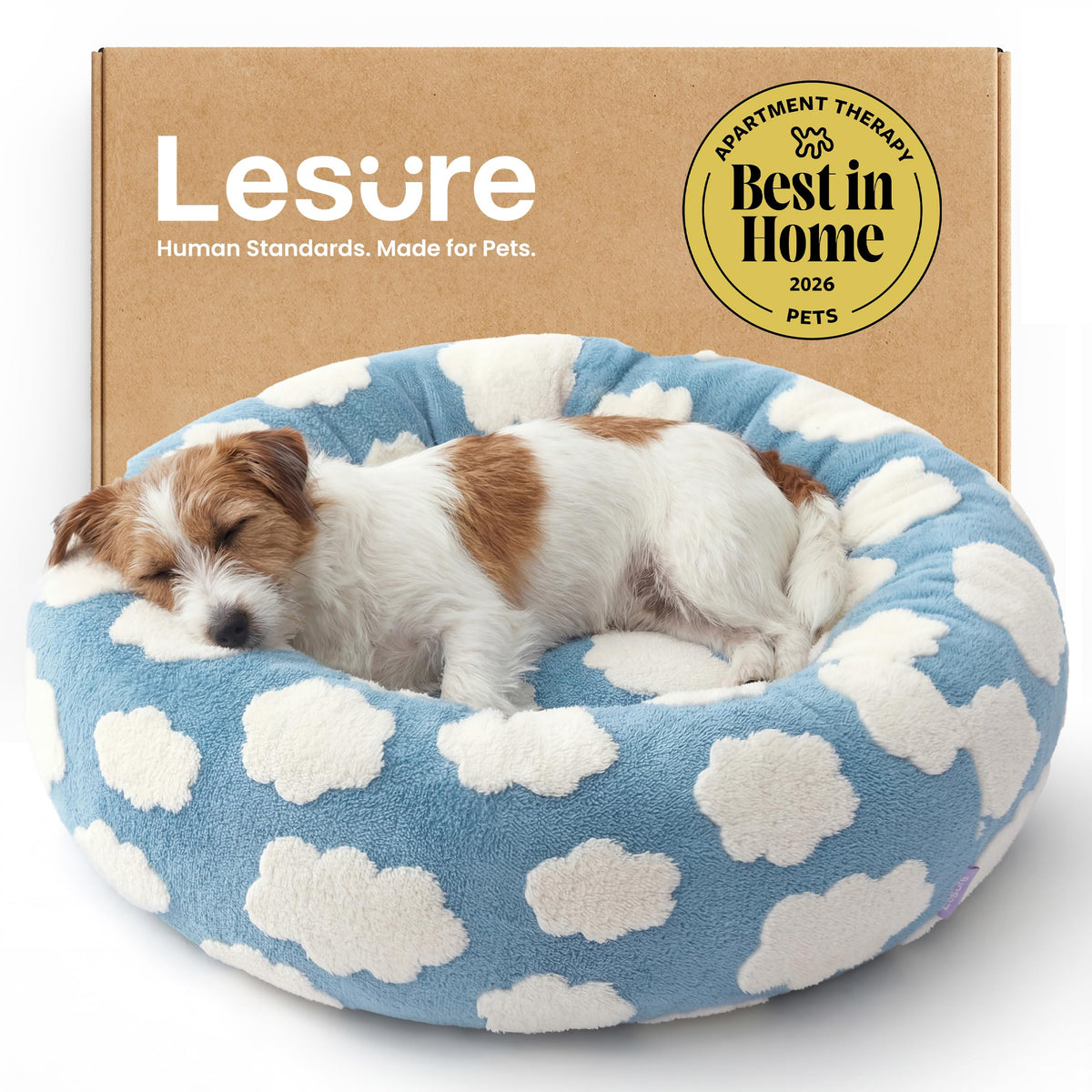 LE SURE Shown on TV Jacquard Donut Dog Beds Large Sized Dog,Green 36x36x8in