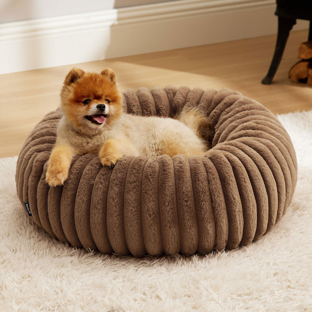 Bedsure ComfyFleece® Donut Dog Bed Medium Size Dog with Washable Cover