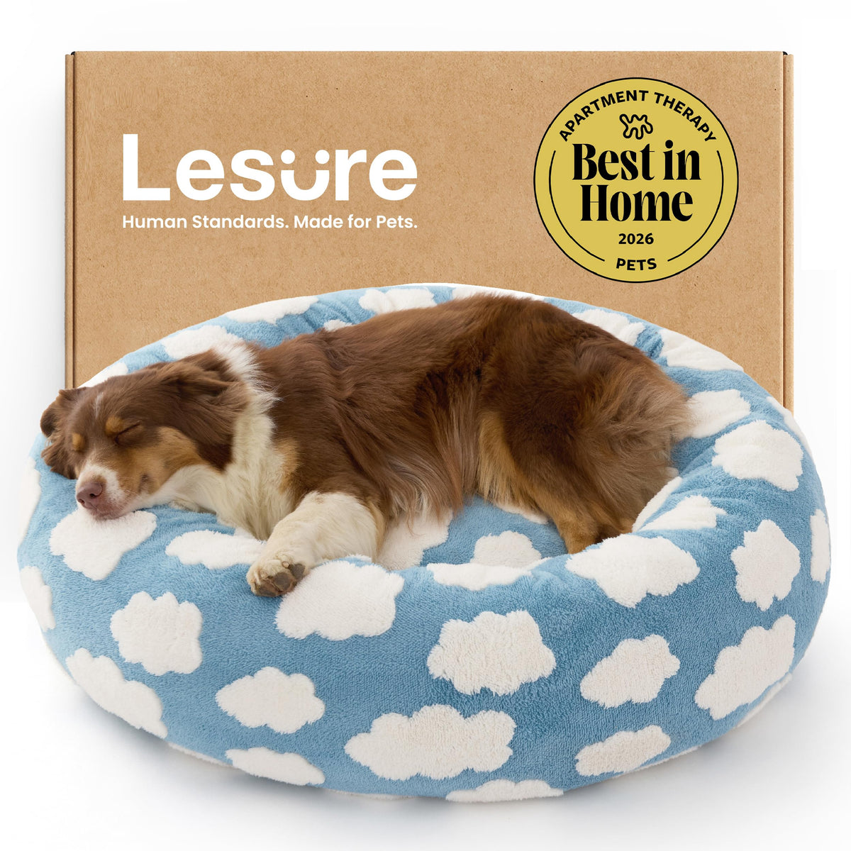 LE SURE Shown on TV Jacquard Donut Dog Beds Large Sized Dog,Green 36x36x8in