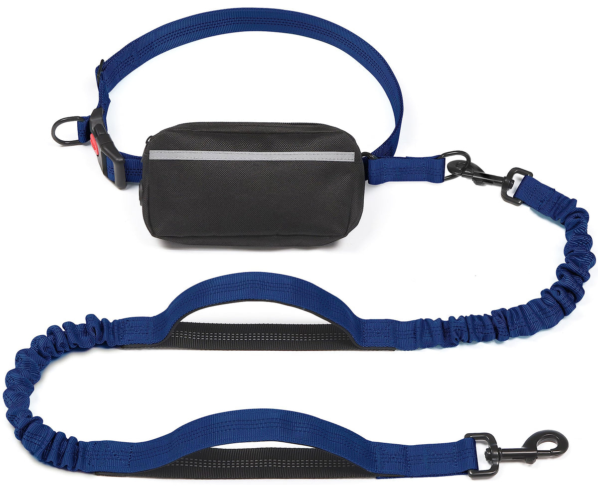 iYoShop Hands Free Dog Leash with Zipper Pouch, Large, 25-120 lbs, Black