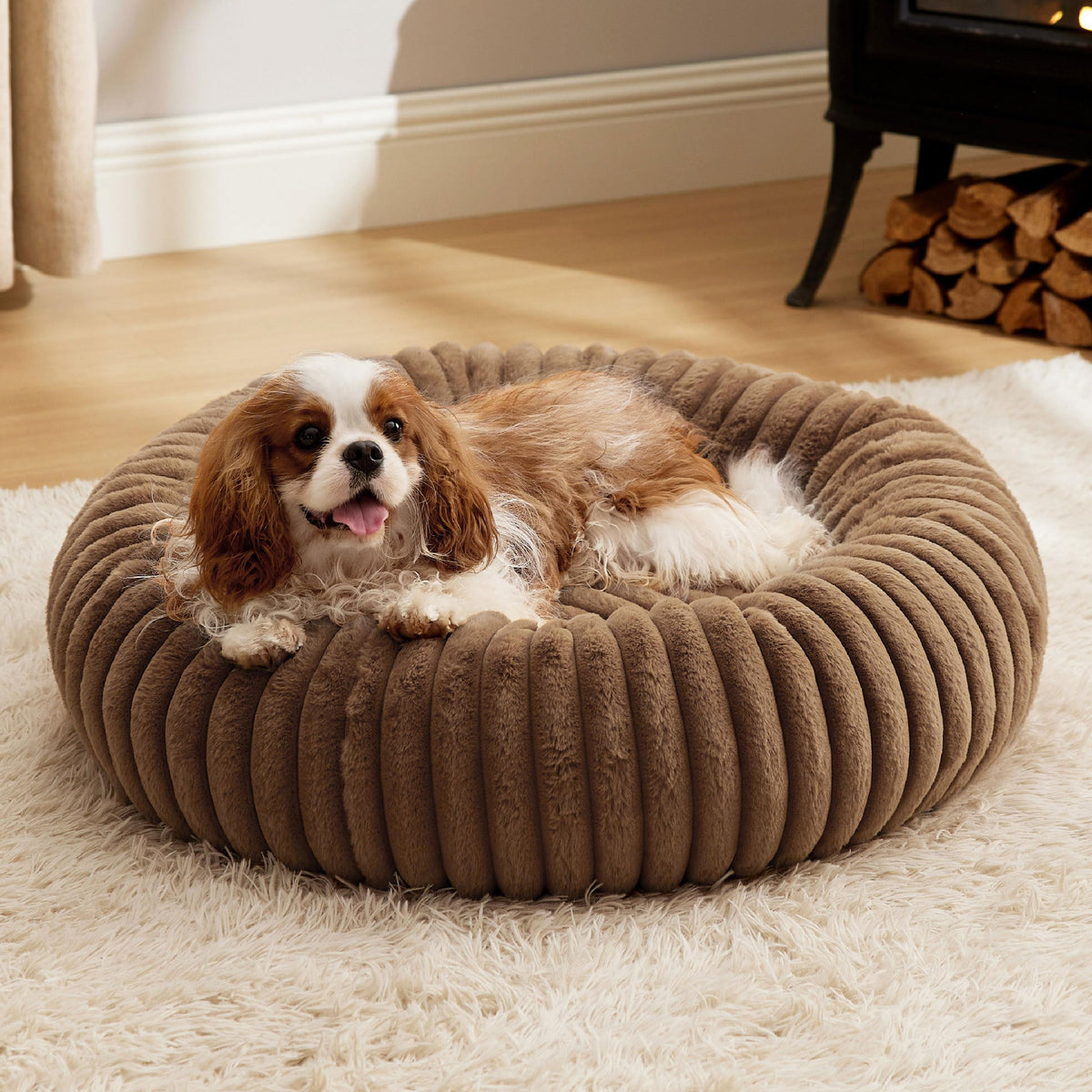 Bedsure ComfyFleece® Donut Dog Bed Medium Size Dog with Washable Cover