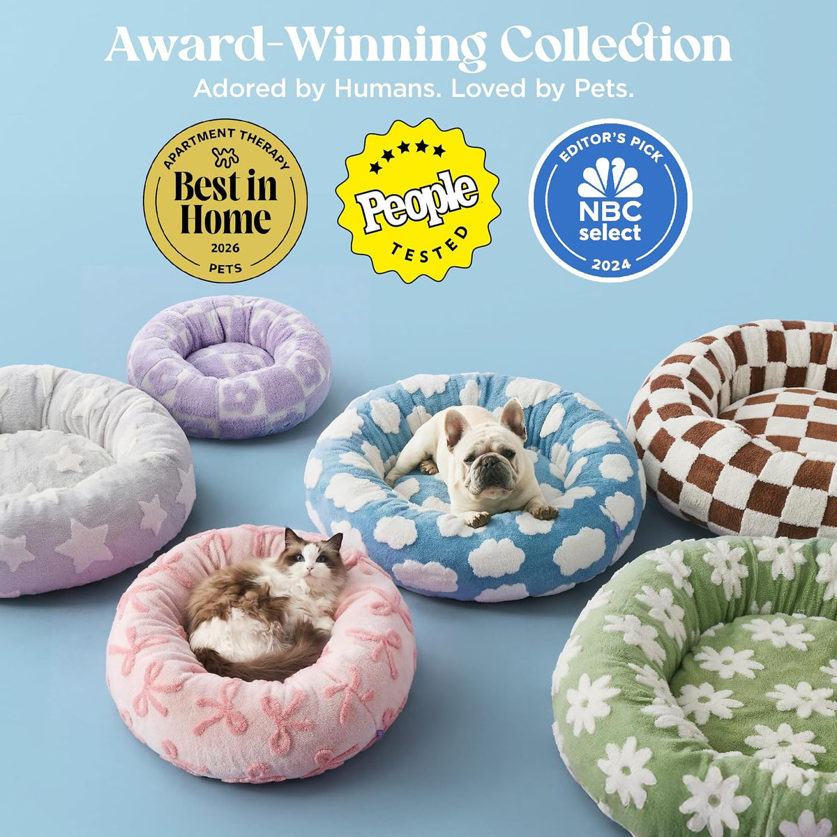 LE SURE Shown on TV Jacquard Donut Dog Beds Large Sized Dog,Green 36x36x8in