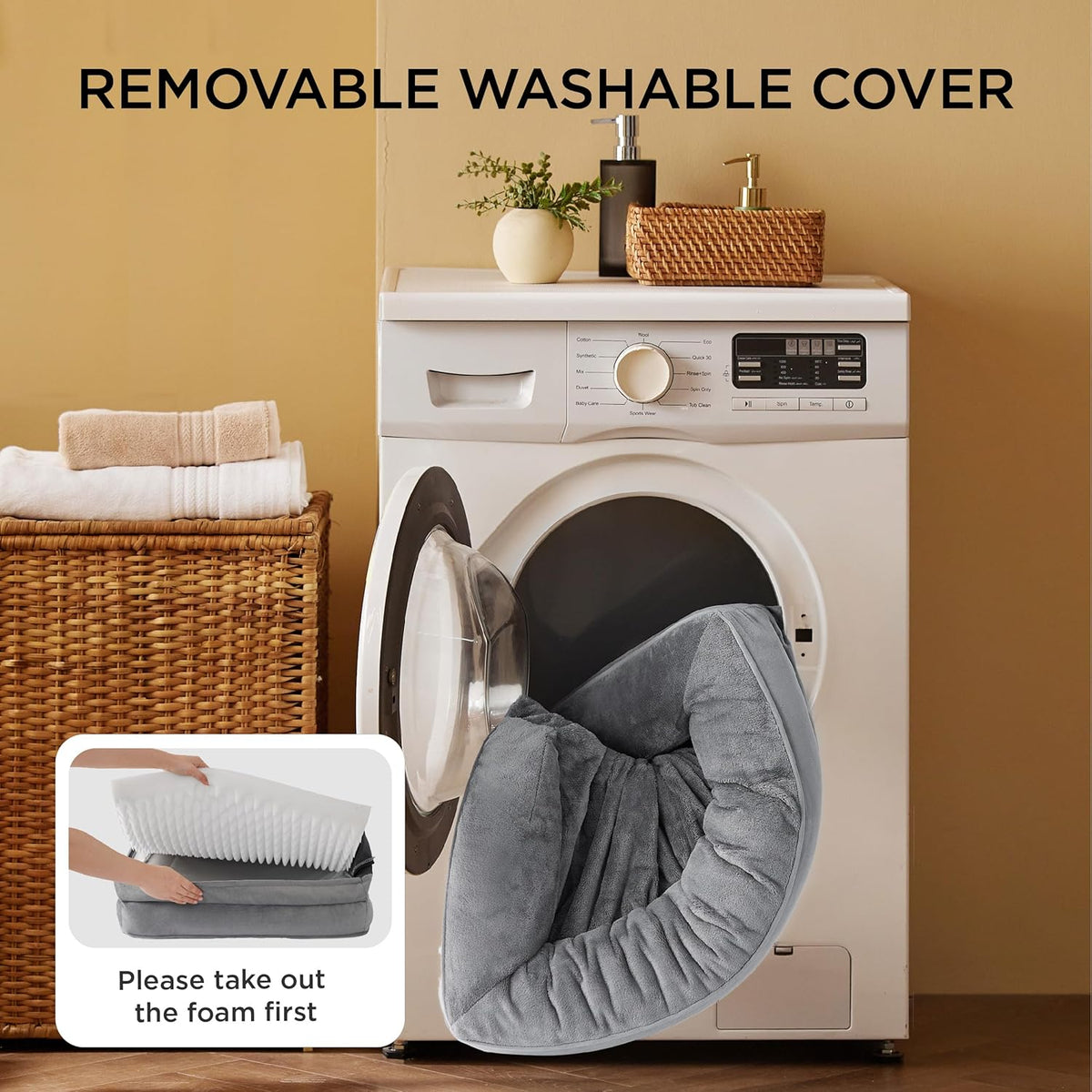 Bedsure Orthopedic Dog Bed Medium Washable Original Design, 28" Grey