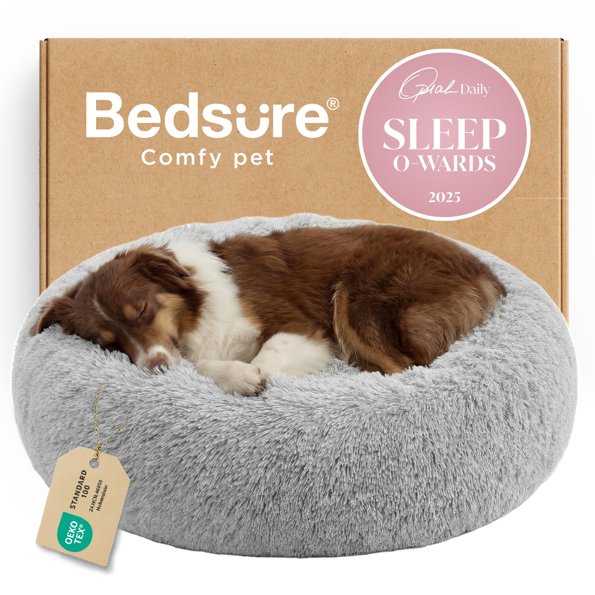 Bedsure Calming Small Dog Bed Donut Washable Cat＆Puppy Bed,23 inches Camel