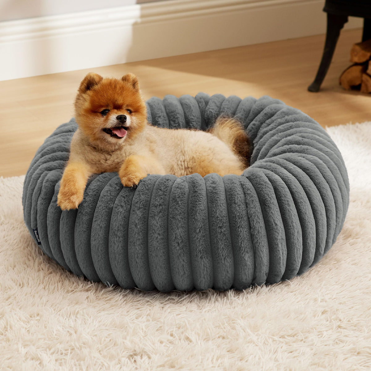 Bedsure ComfyFleece® Donut Dog Bed Medium Size Dog with Washable Cover