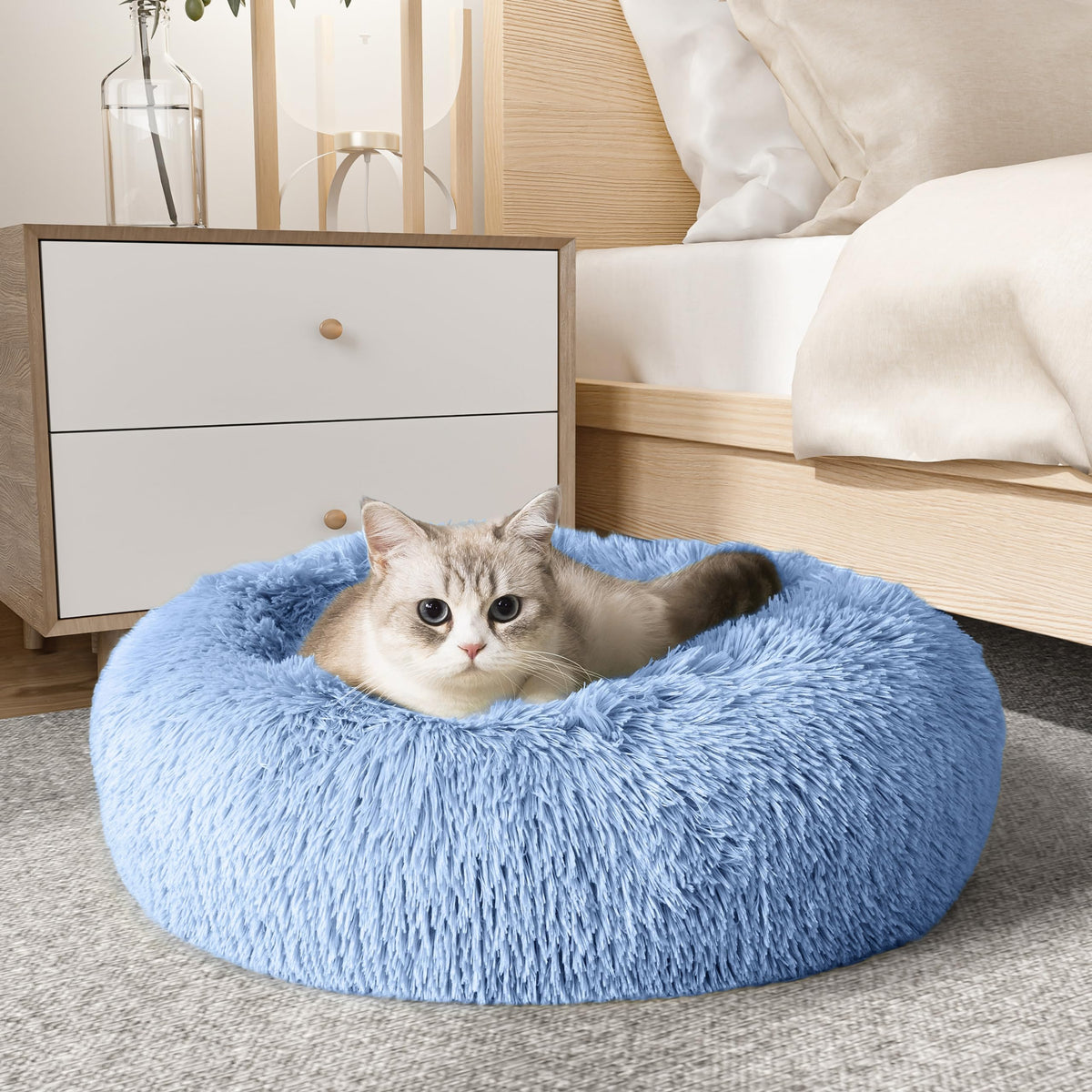 WESTERN HOME WH Calming Soft Round Dog &Cat Bed Small Dog Bed Washable,20"