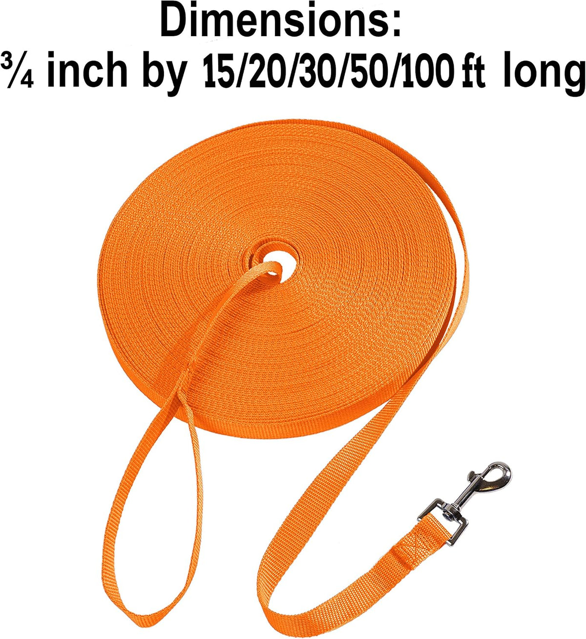 Hi Kiss Dog/Puppy Obedience Recall Agility Lead - 15ft 20ft 30ft 50ft 100ft Leash - Great for Training, Play, Camping, or Backyard - Orange 20ft