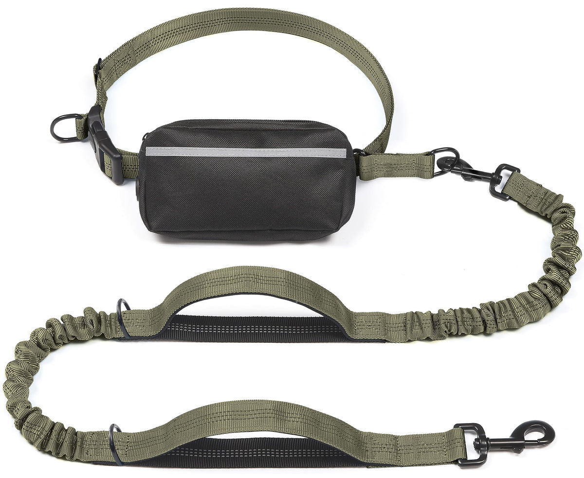 iYoShop Hands Free Dog Leash with Zipper Pouch, Large, 25-120 lbs, Black