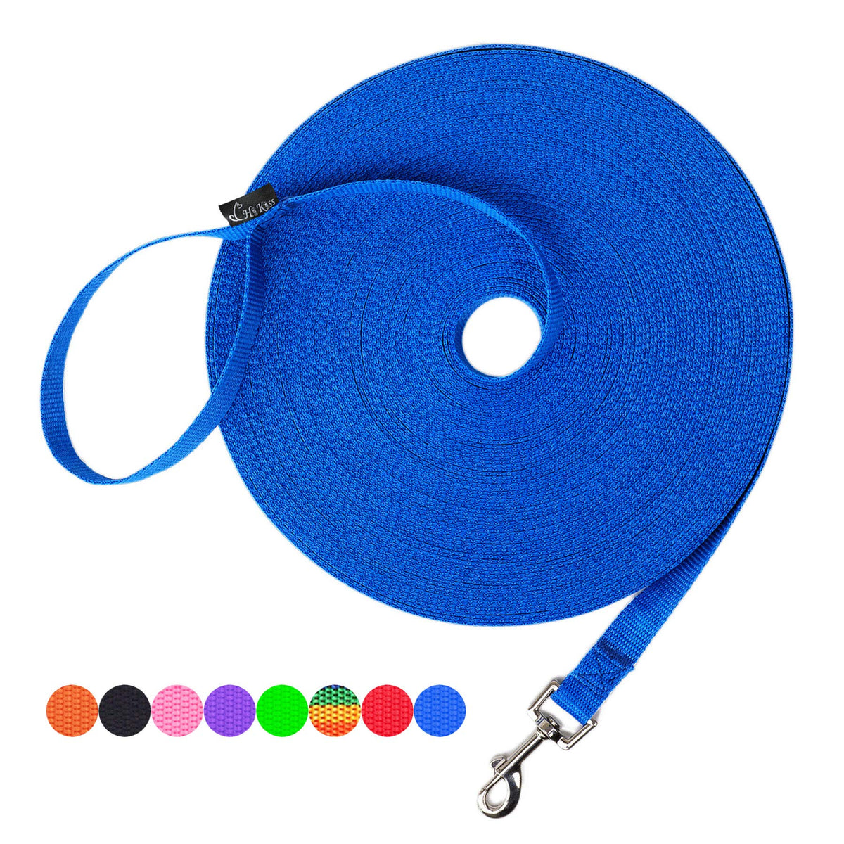Hi Kiss Dog/Puppy Obedience Recall Agility Lead - 15ft 20ft 30ft 50ft 100ft Leash - Great for Training, Play, Camping, or Backyard - Orange 20ft