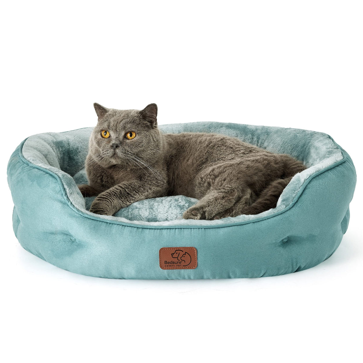 Bedsure Small Dog Bed Washable,Round Cat Beds for Indoor Cats,20in Ivory