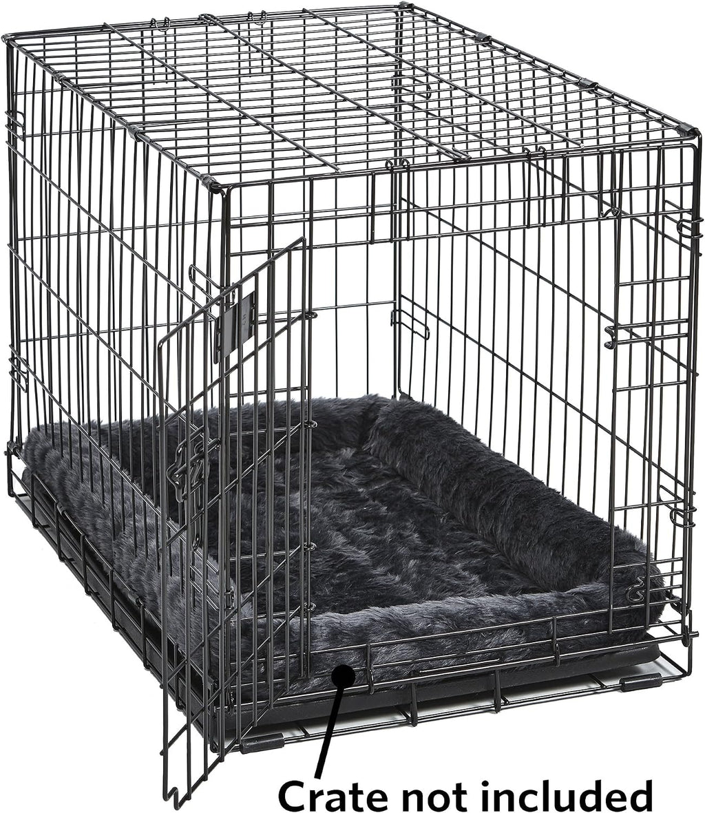 QuietTime by MidWest 24" Dog Crate Bolster Bed, Gray, Small Breeds