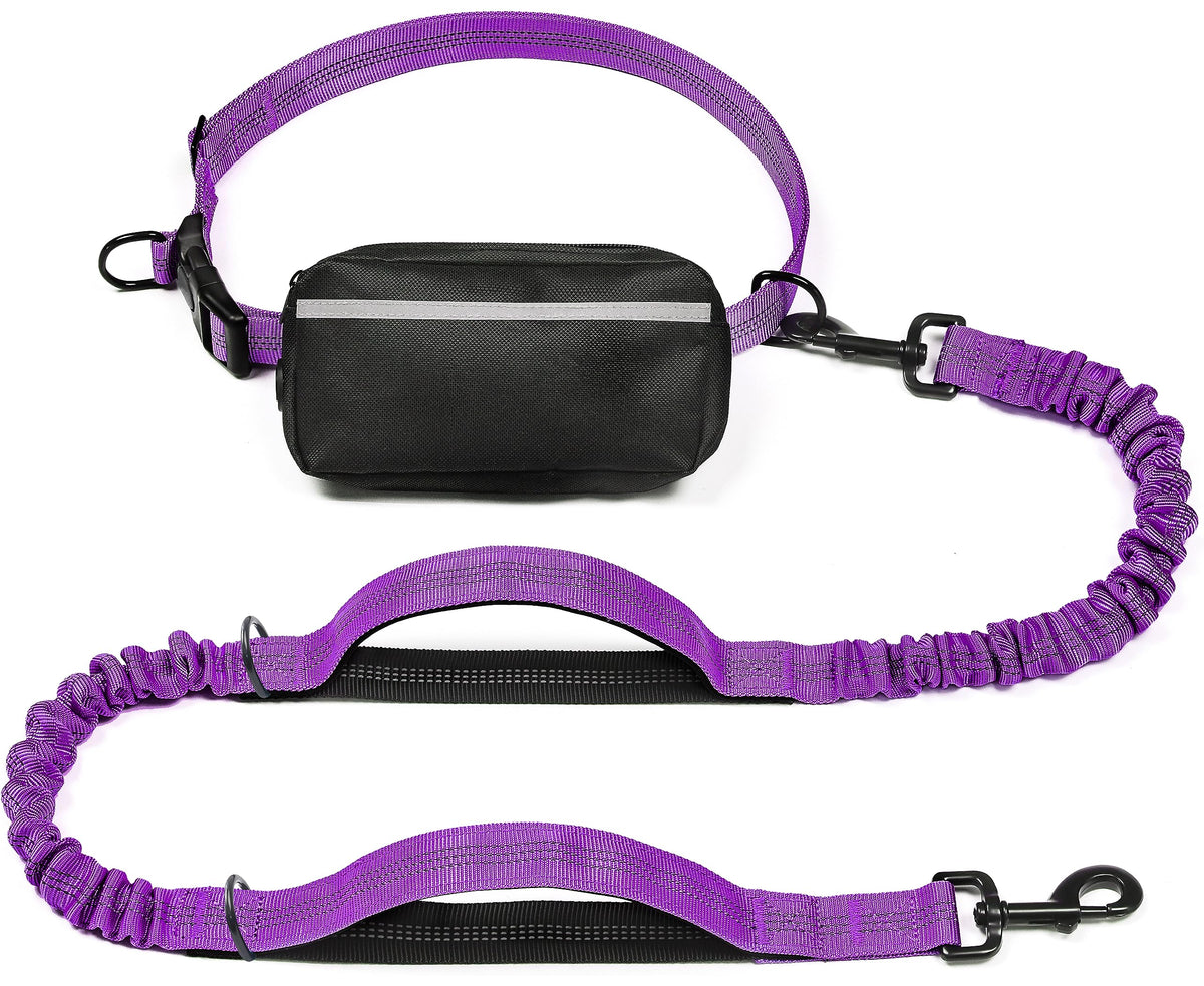iYoShop Hands Free Dog Leash with Zipper Pouch, Large, 25-120 lbs, Black
