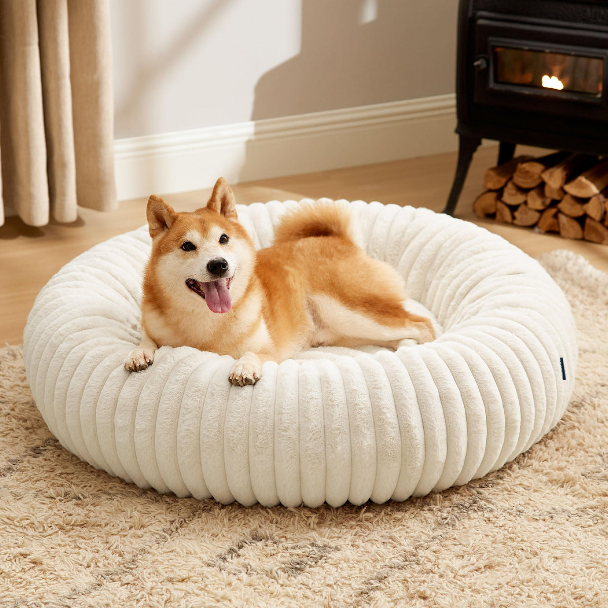 Bedsure ComfyFleece® Donut Dog Bed Medium Size Dog with Washable Cover