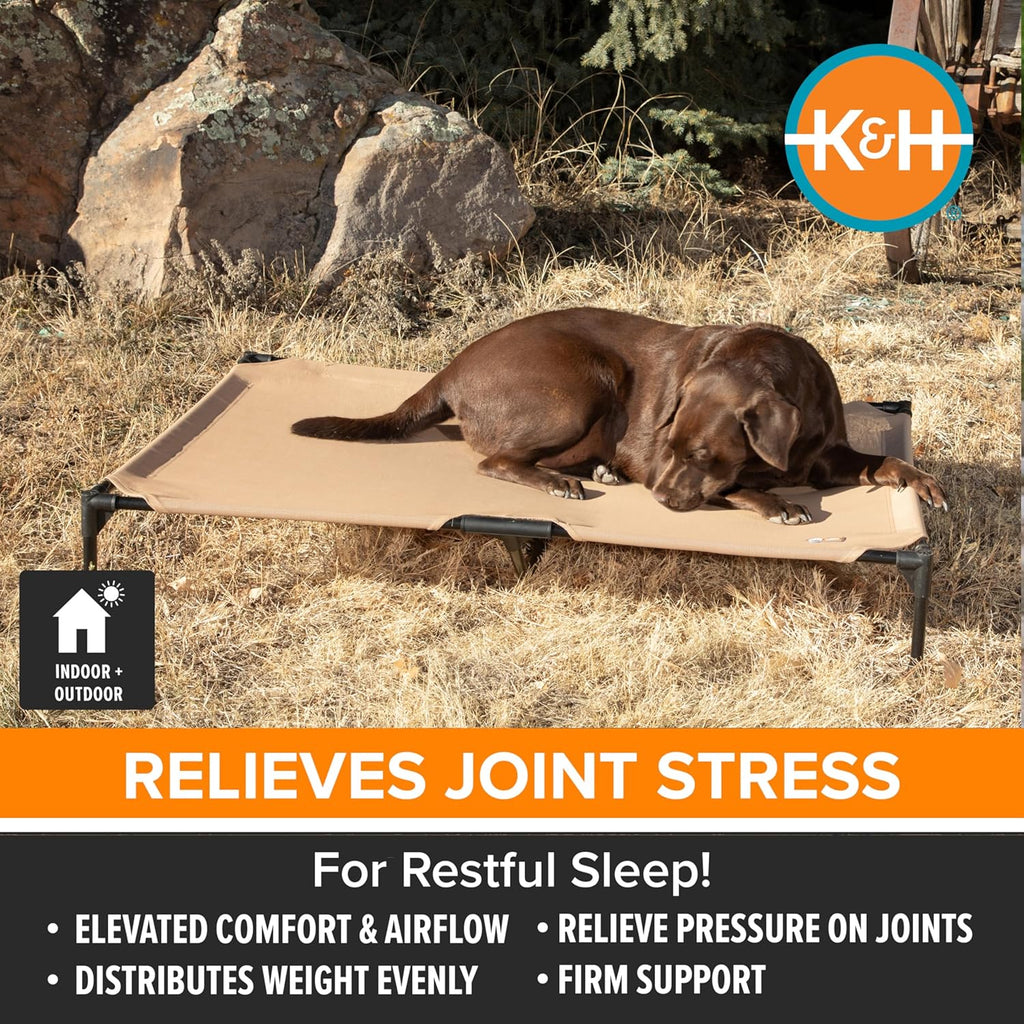 K&H Outdoor Elevated Dog Bed, Cooling Raised Dog Bed, Medium 32x25in, Tan