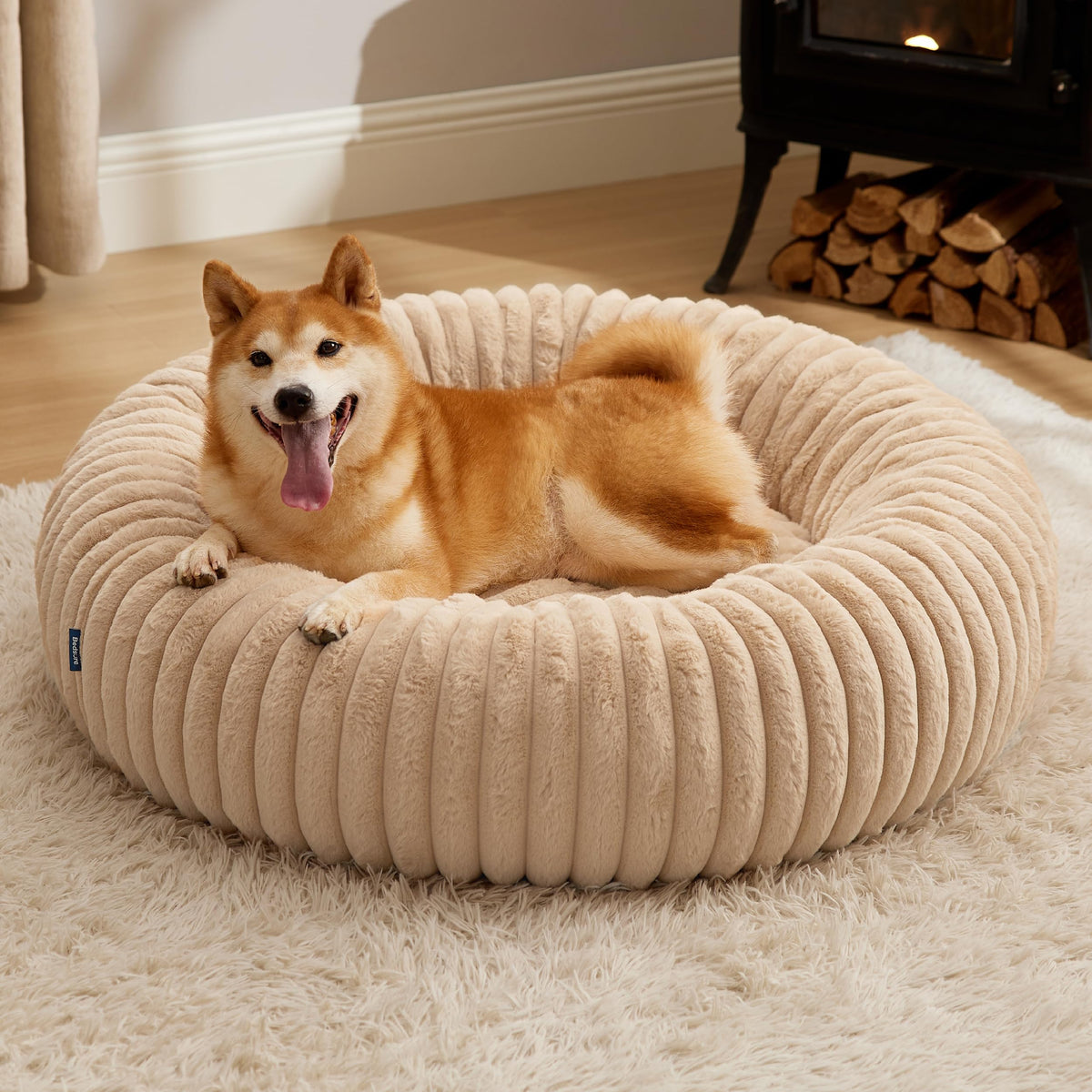 Bedsure ComfyFleece® Donut Dog Bed Medium Size Dog with Washable Cover