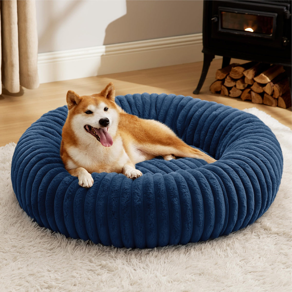 Bedsure ComfyFleece® Donut Dog Bed Medium Size Dog with Washable Cover